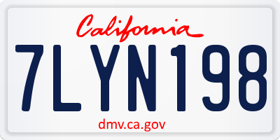 CA license plate 7LYN198