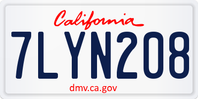 CA license plate 7LYN208