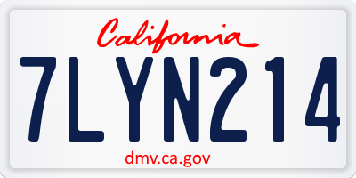 CA license plate 7LYN214