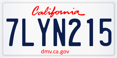 CA license plate 7LYN215