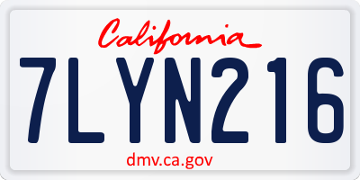 CA license plate 7LYN216