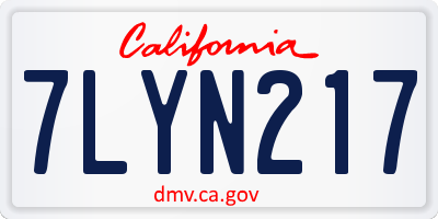 CA license plate 7LYN217