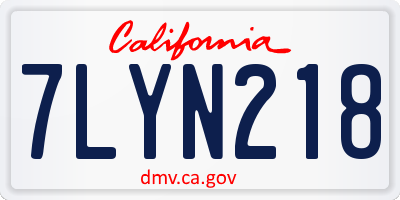 CA license plate 7LYN218