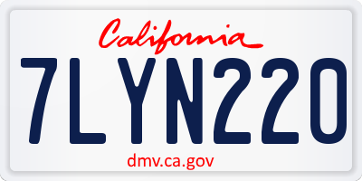 CA license plate 7LYN220