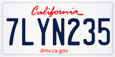 CA license plate 7LYN235