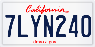 CA license plate 7LYN240