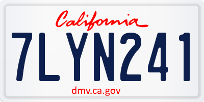 CA license plate 7LYN241