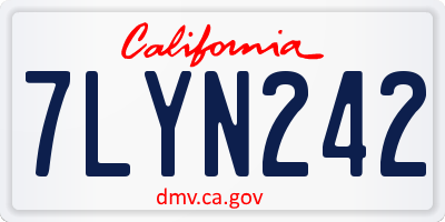 CA license plate 7LYN242