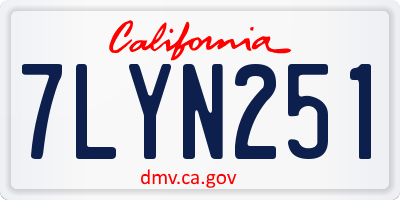 CA license plate 7LYN251