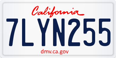 CA license plate 7LYN255