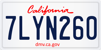 CA license plate 7LYN260