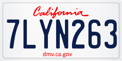 CA license plate 7LYN263