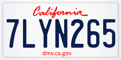 CA license plate 7LYN265