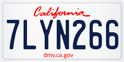 CA license plate 7LYN266