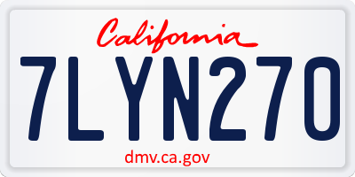 CA license plate 7LYN270
