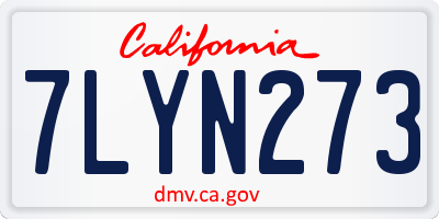 CA license plate 7LYN273
