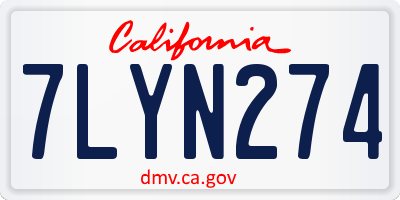 CA license plate 7LYN274