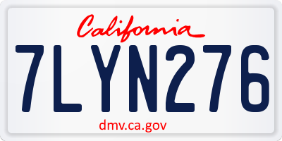CA license plate 7LYN276