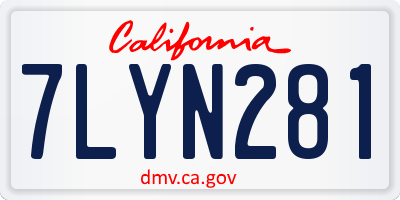 CA license plate 7LYN281