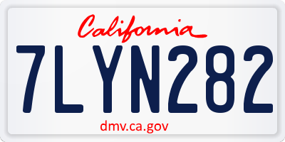 CA license plate 7LYN282