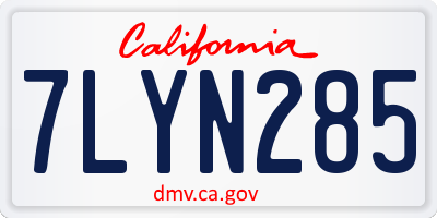 CA license plate 7LYN285