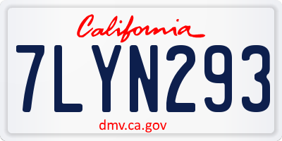 CA license plate 7LYN293