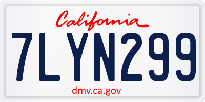 CA license plate 7LYN299