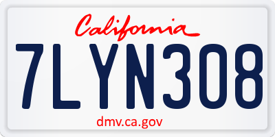 CA license plate 7LYN308