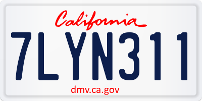 CA license plate 7LYN311