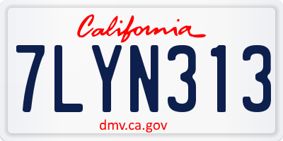 CA license plate 7LYN313