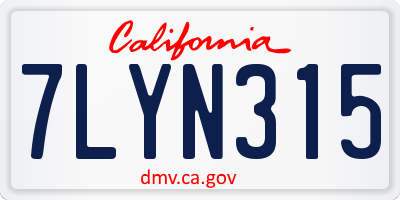 CA license plate 7LYN315