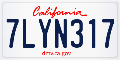 CA license plate 7LYN317