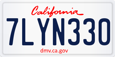 CA license plate 7LYN330