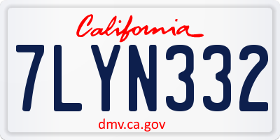 CA license plate 7LYN332