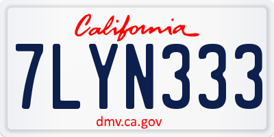 CA license plate 7LYN333