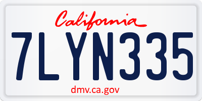 CA license plate 7LYN335