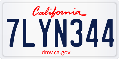 CA license plate 7LYN344