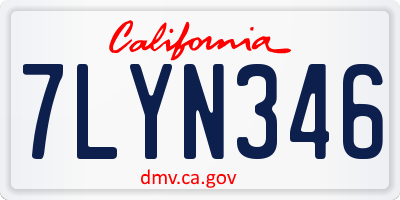 CA license plate 7LYN346