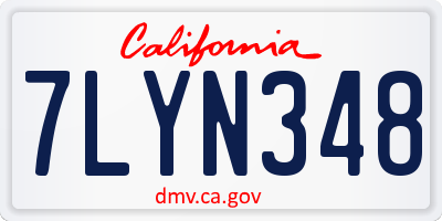 CA license plate 7LYN348