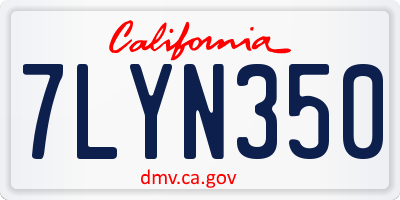 CA license plate 7LYN350