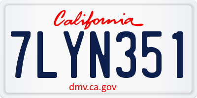 CA license plate 7LYN351