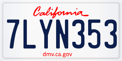 CA license plate 7LYN353