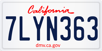 CA license plate 7LYN363