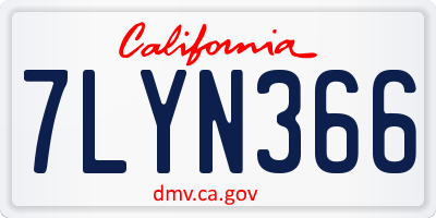 CA license plate 7LYN366
