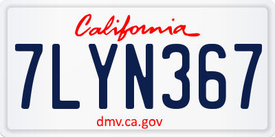 CA license plate 7LYN367