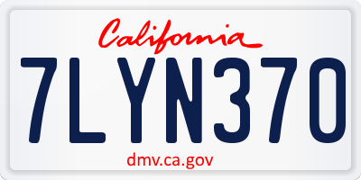 CA license plate 7LYN370