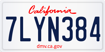 CA license plate 7LYN384