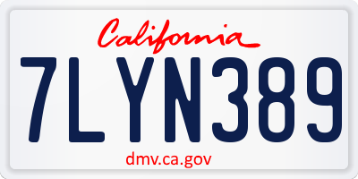 CA license plate 7LYN389