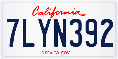CA license plate 7LYN392