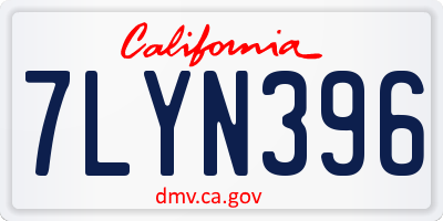 CA license plate 7LYN396